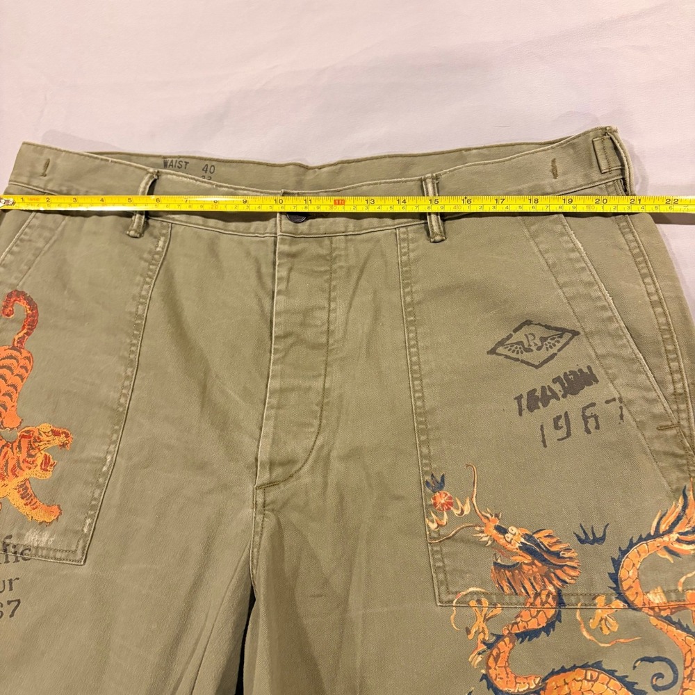 Polo Ralph Lauren Utility Surplus Chino Shorts Olive Green Pacific Tour Mens 40 - Picture 9 of 16